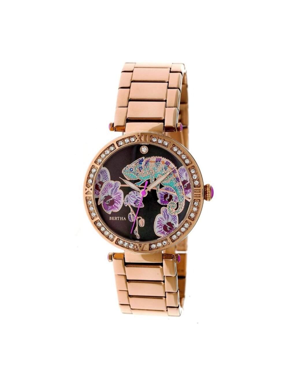 NWT Bertha Camilla Balck Chameleon Dial Gold-tone Ladies Watch